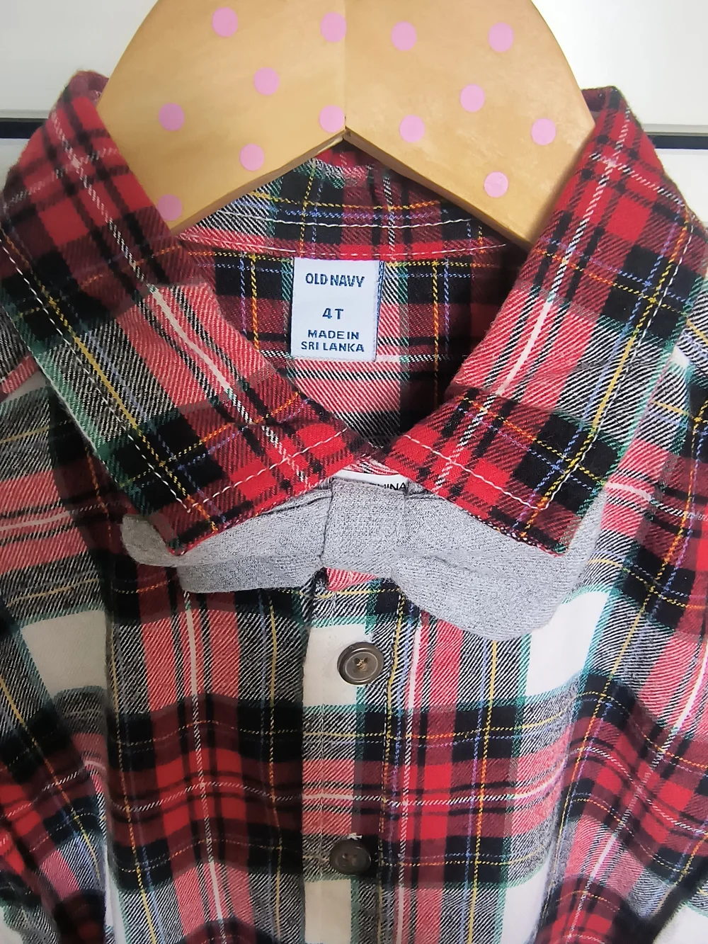 Old Navy Plaid Button-Down Shirt with Gray Bow